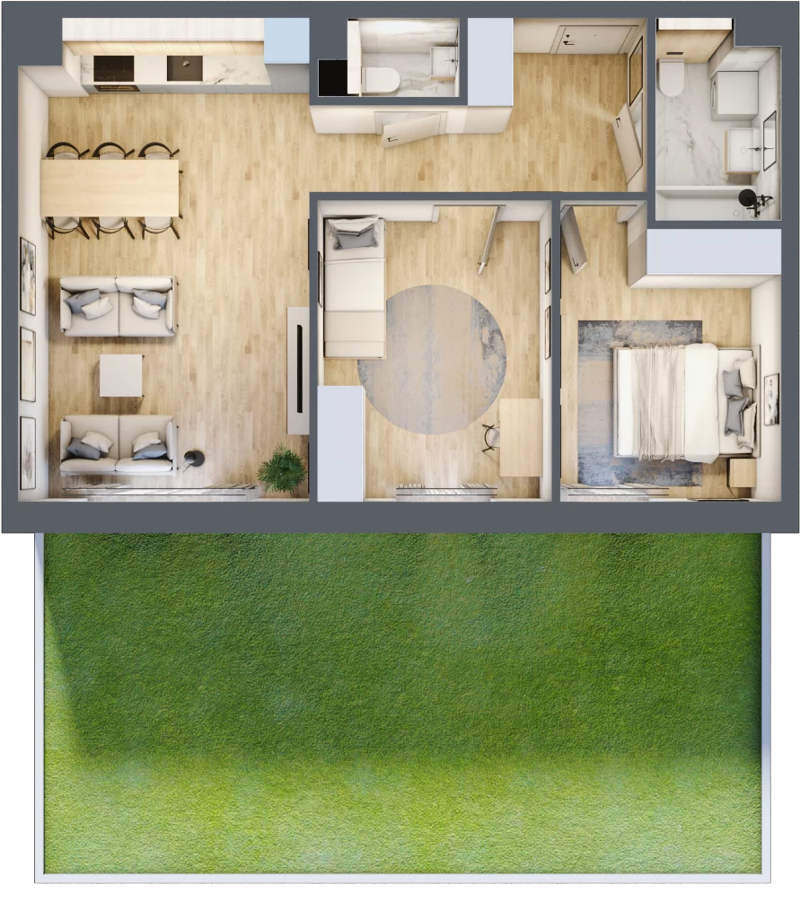 3 pokoje, mieszkanie 62,16 m², parter, oferta nr D05, Na Koszutce II, Katowice, Śródmieście, Koszutka, ul. Słoneczna 1