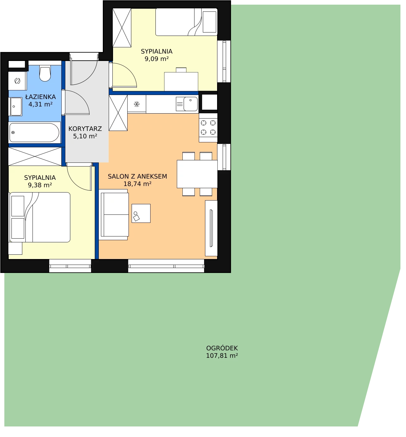 Zalety mieszkania 46.62 m², D04