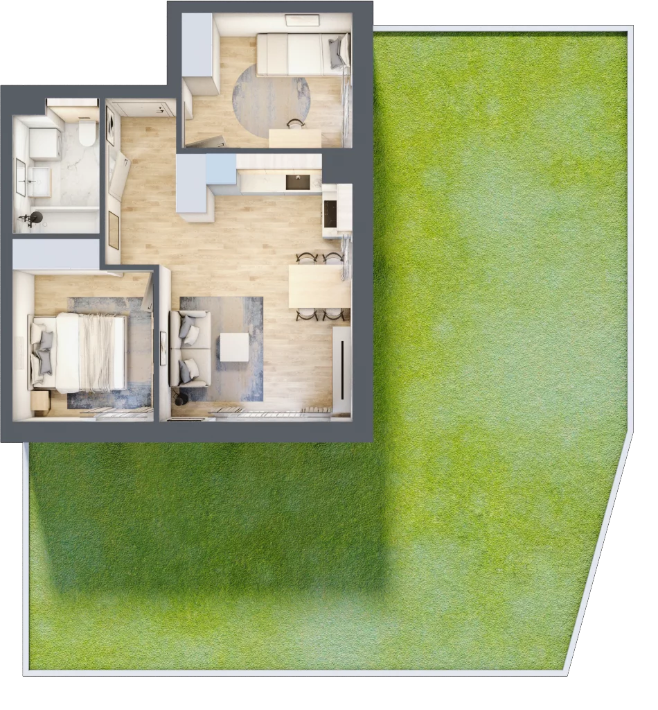 3 pokoje, mieszkanie 46,62 m², parter, oferta nr D04, Na Koszutce II, Katowice, Śródmieście, Koszutka, ul. Słoneczna 1