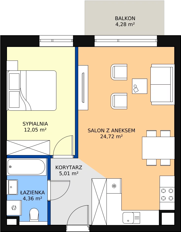 Zalety mieszkania 46.14 m², E18