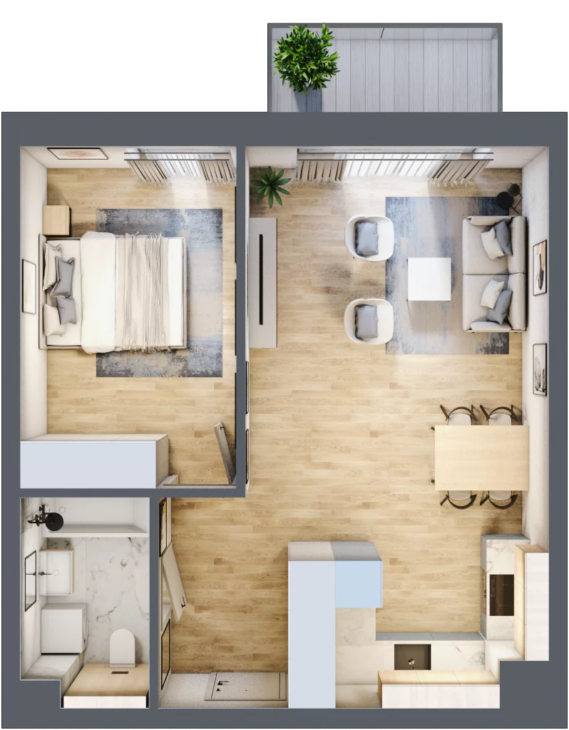 2 pokoje, mieszkanie 46,14 m², piętro 1, oferta nr E18, Na Koszutce II, Katowice, Śródmieście, Koszutka, ul. Słoneczna 1
