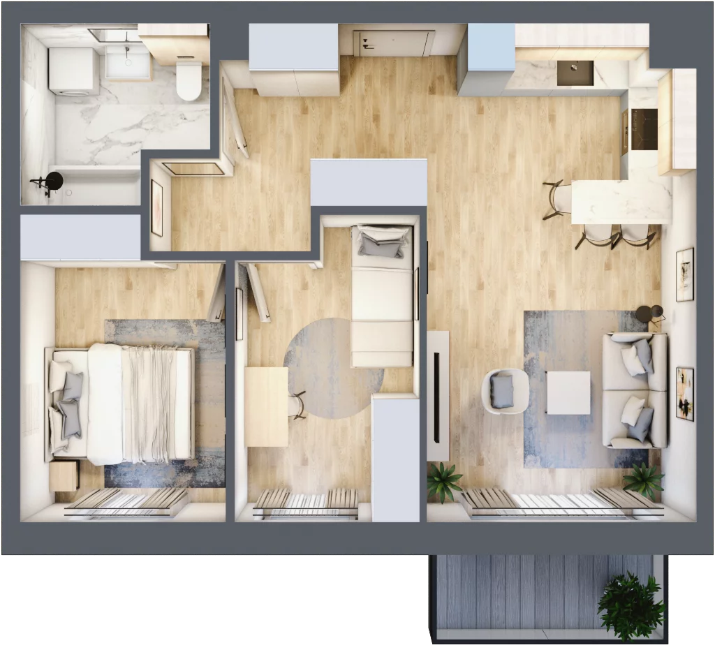 3 pokoje, mieszkanie 53,13 m², piętro 3, oferta nr E47, Na Koszutce II, Katowice, Śródmieście, Koszutka, ul. Słoneczna 1