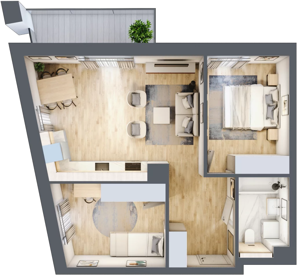 3 pokoje, mieszkanie 55,57 m², piętro 3, oferta nr E39, Na Koszutce II, Katowice, Śródmieście, Koszutka, ul. Słoneczna 1