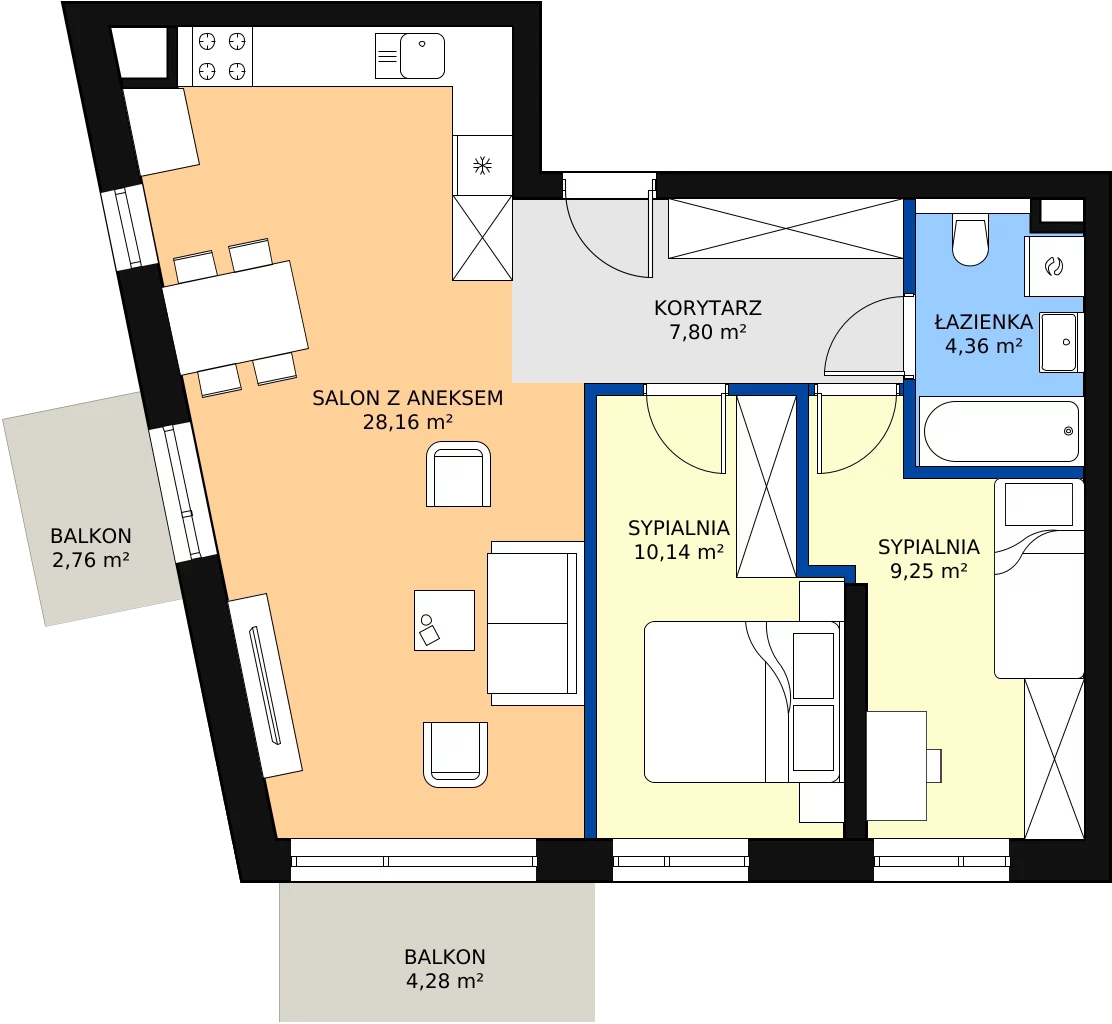 Zalety mieszkania 59.71 m², E38
