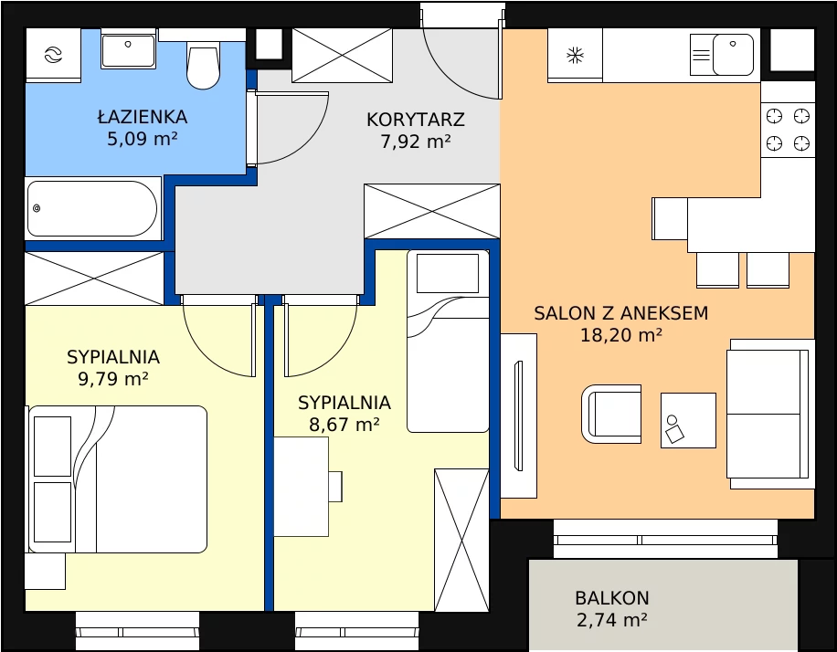 Zalety mieszkania 49.67 m², E35