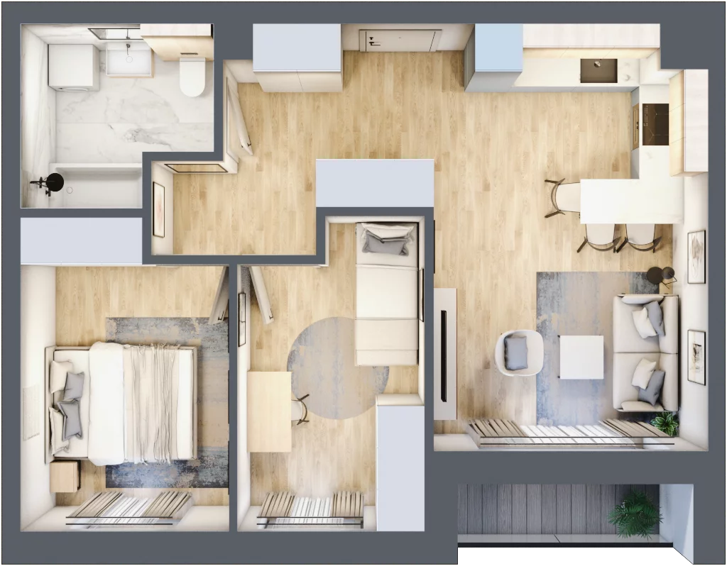 3 pokoje, mieszkanie 49,67 m², piętro 2, oferta nr E35, Na Koszutce II, Katowice, Śródmieście, Koszutka, ul. Słoneczna 1