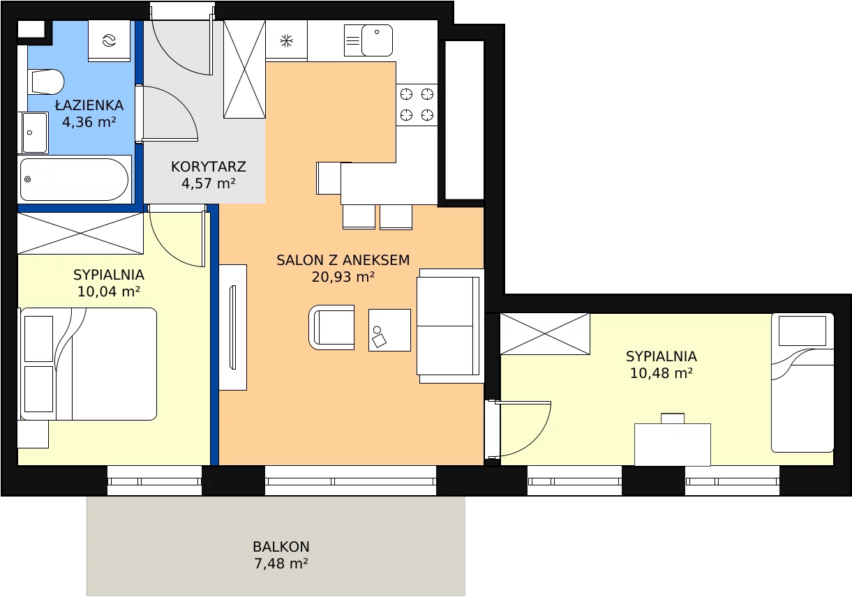 Zalety mieszkania 50.38 m², E12
