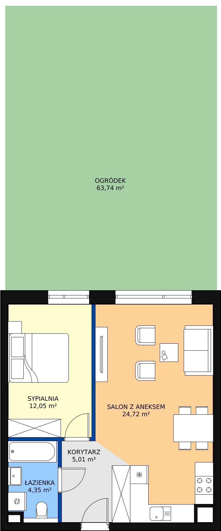 Zalety mieszkania 46.13 m², E06