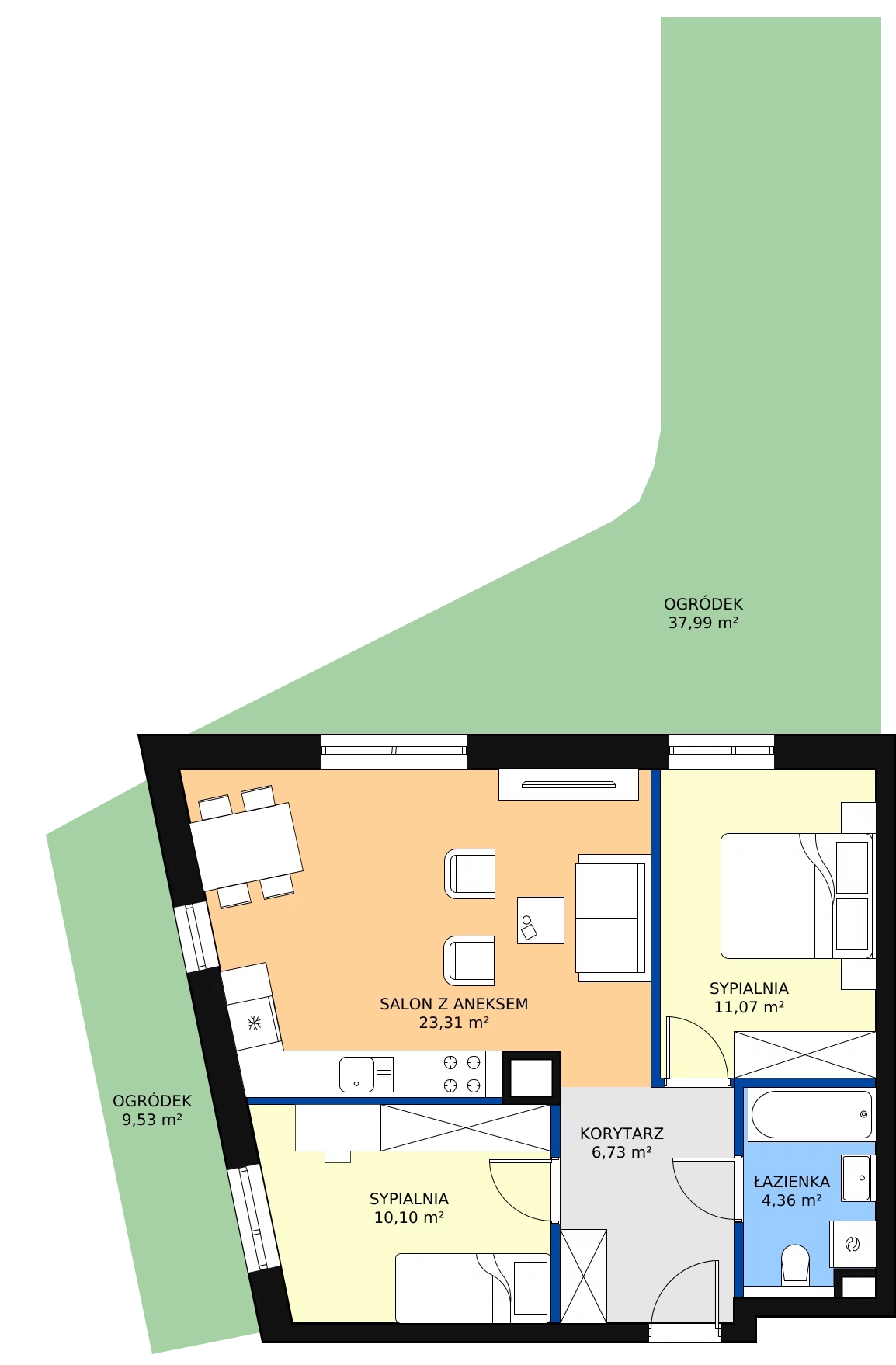 Zalety mieszkania 55.56 m², E03