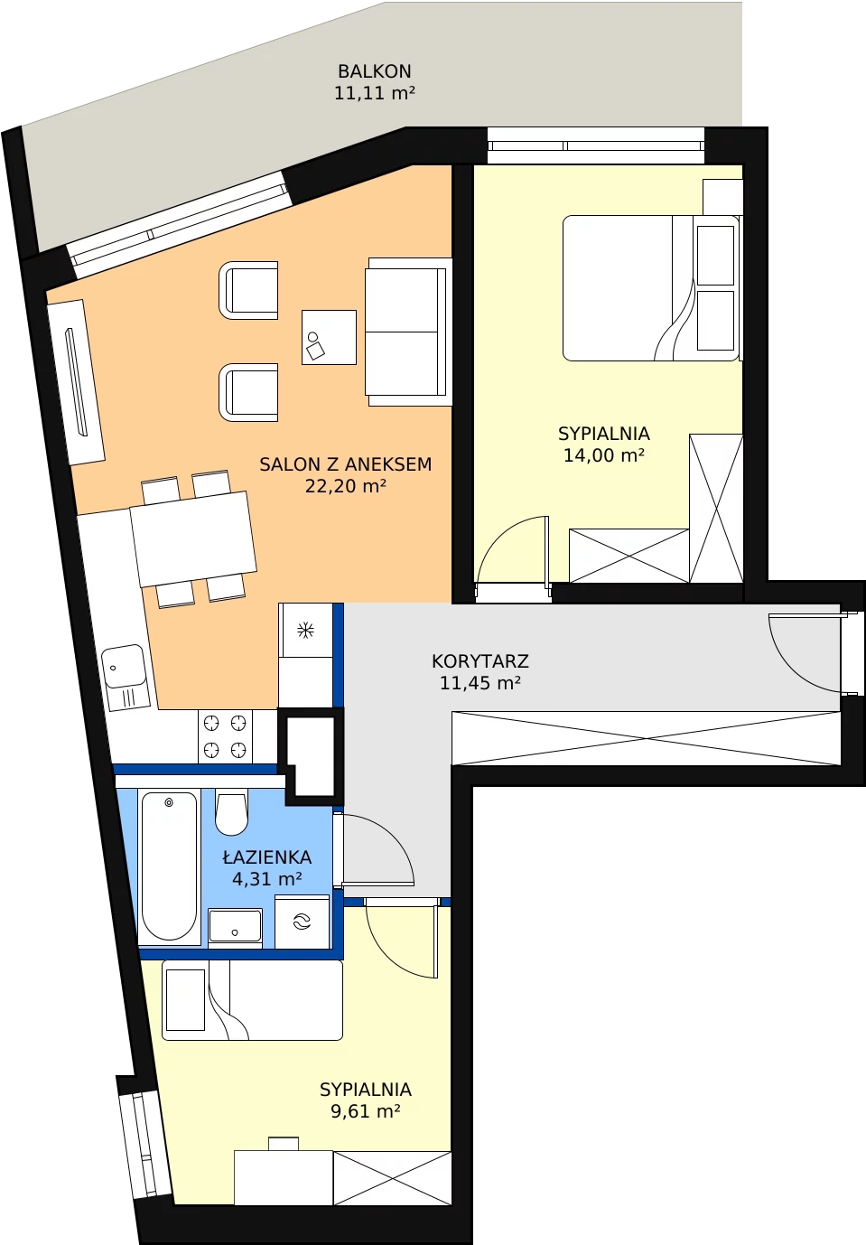Zalety mieszkania 61.57 m², F1-19