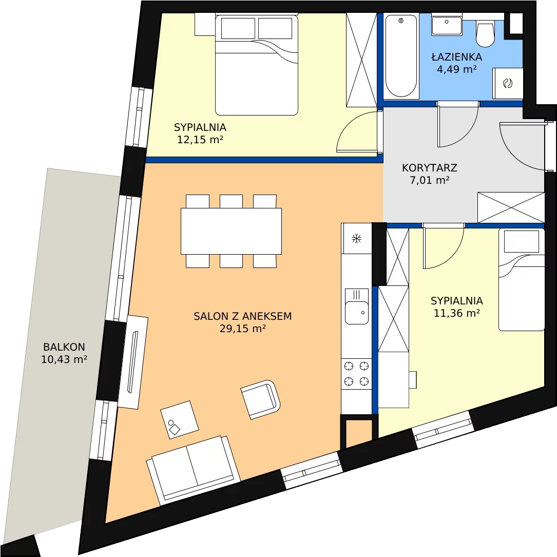 Zalety mieszkania 64.16 m², F1-17
