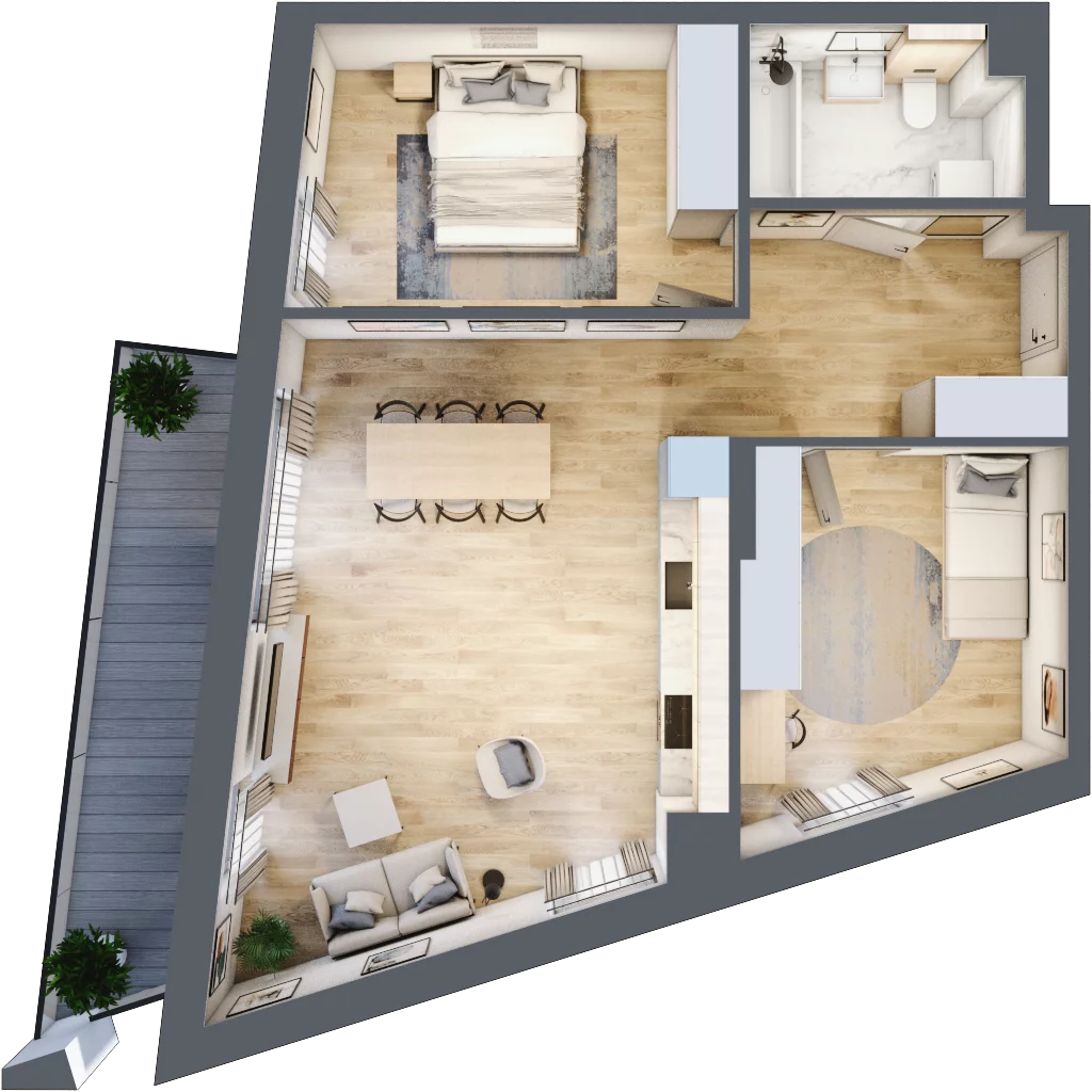 3 pokoje, mieszkanie 64,16 m², piętro 2, oferta nr F1-17, Na Koszutce II, Katowice, Śródmieście, Koszutka, ul. Słoneczna 1