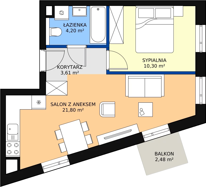 Zalety mieszkania 39.91 m², F1-09