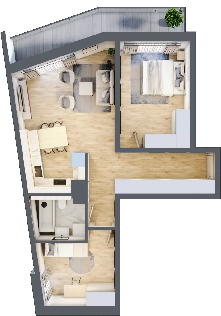 3 pokoje, mieszkanie 61,62 m², piętro 1, oferta nr F1-06, Na Koszutce II, Katowice, Śródmieście, Koszutka, ul. Słoneczna 1