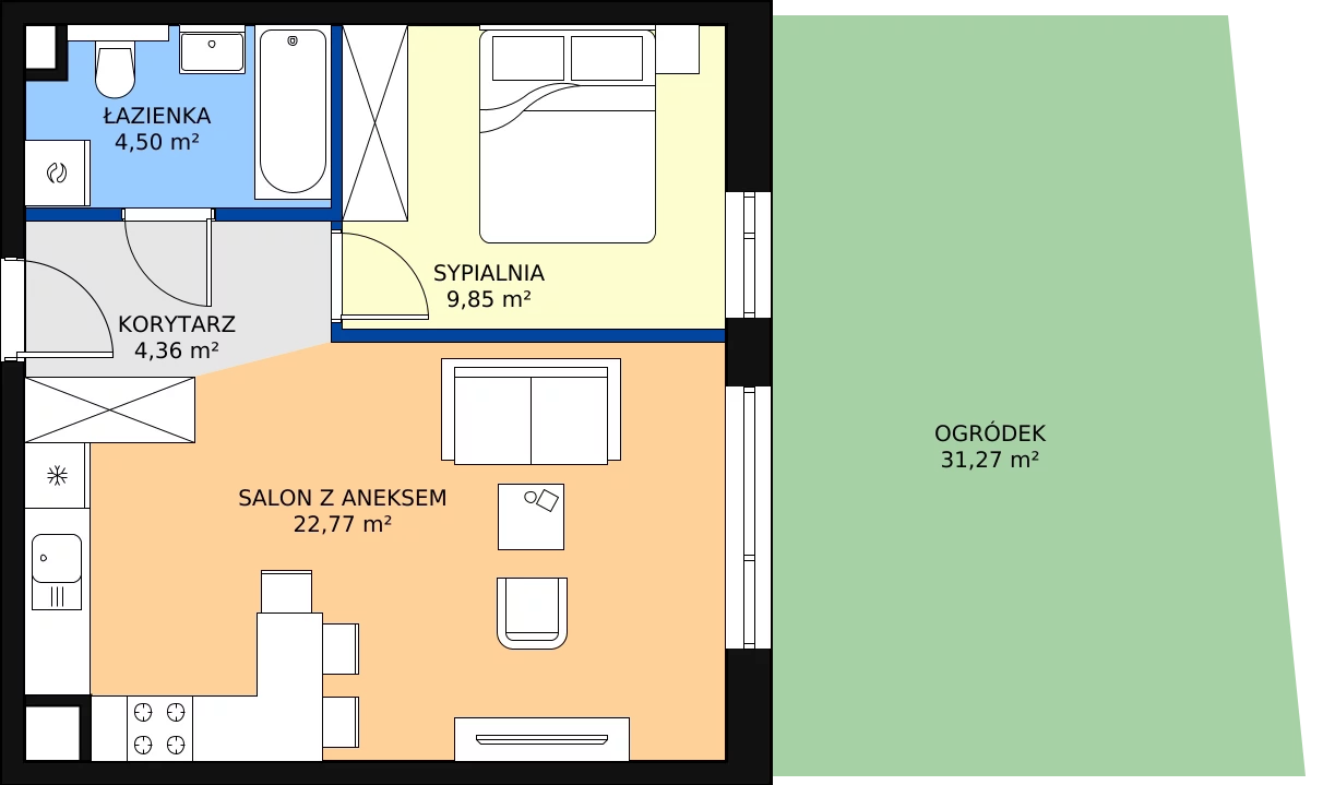 Zalety mieszkania 41.48 m², F1-03