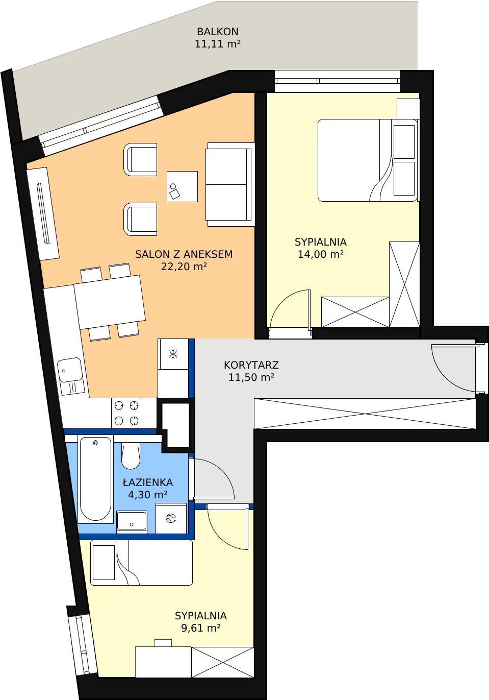 Zalety mieszkania 61.61 m², F1-01