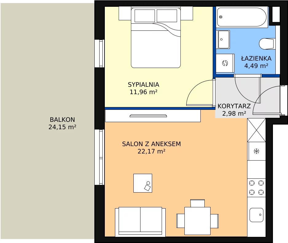 Zalety mieszkania 41.6 m², mieszkanie A0.4