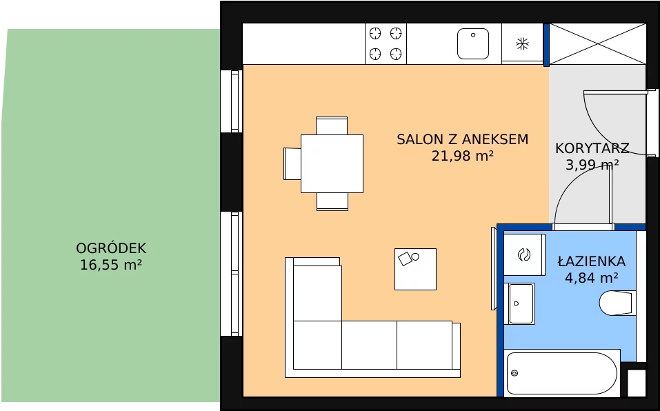 Zalety mieszkania 30.81 m², mieszkanie A0.6