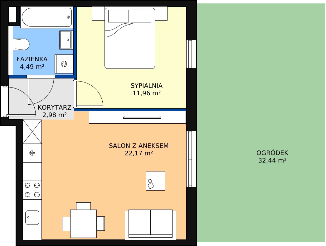 Zalety mieszkania 41.6 m², mieszkanie A0.20