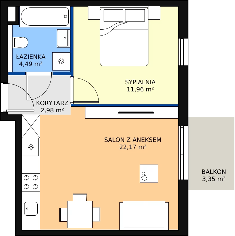 Zalety mieszkania 41.58 m², mieszkanie A1.22