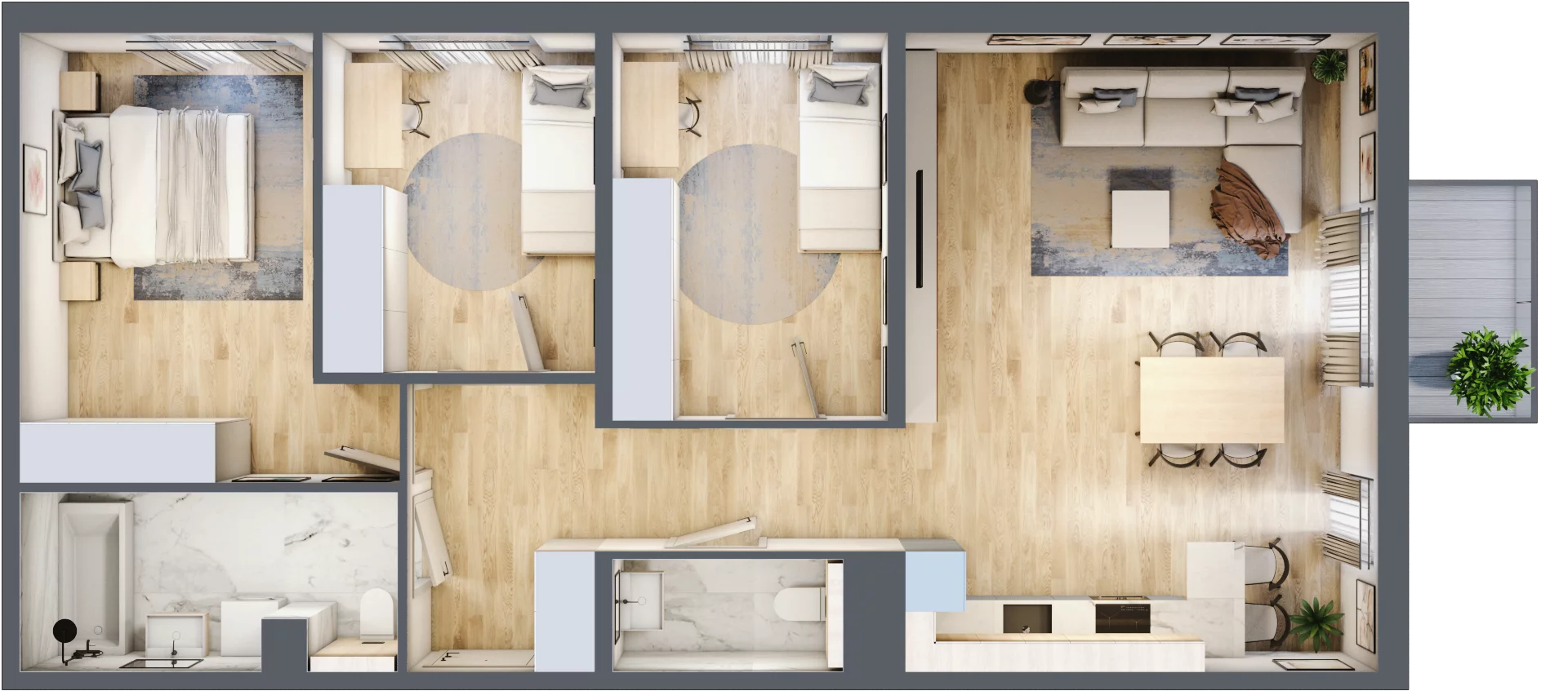 4 pokoje, mieszkanie 82,16 m², piętro 5, oferta nr mieszkanie A5.18, Enklawa Bukowa, Kraków, Podgórze, Rybitwy, ul. Bukowa 67