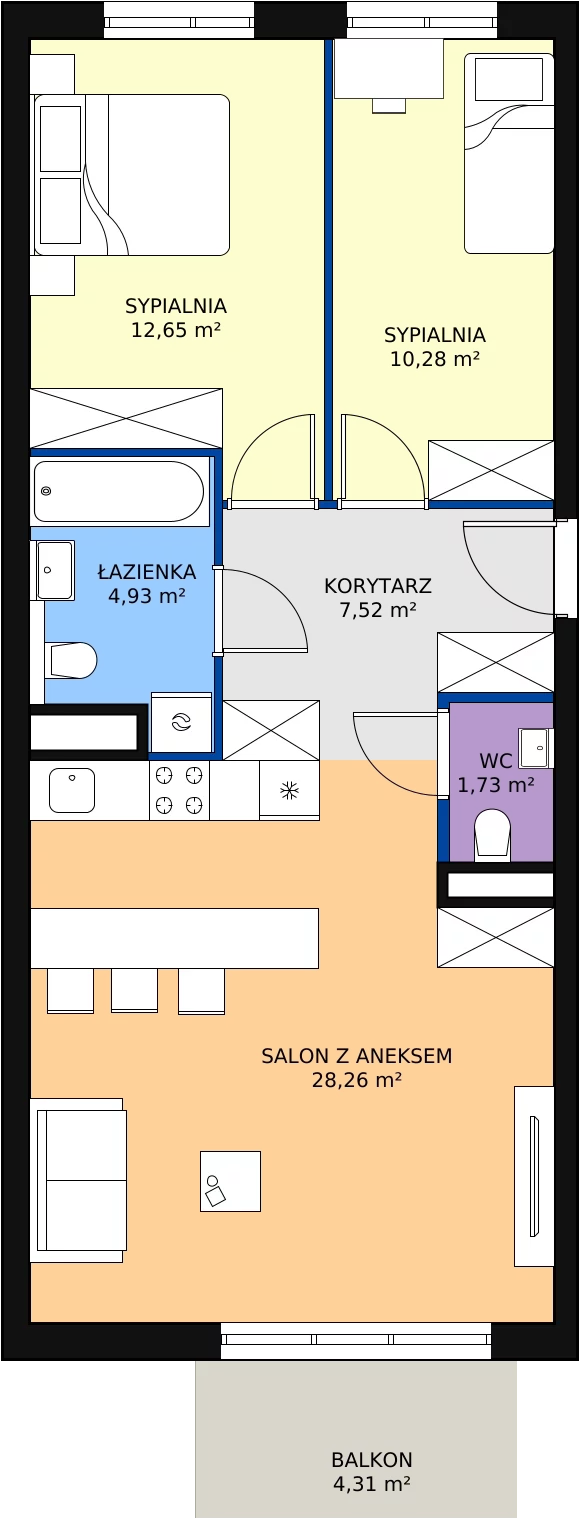 Zalety mieszkania 65.49 m², mieszkanie A5.16