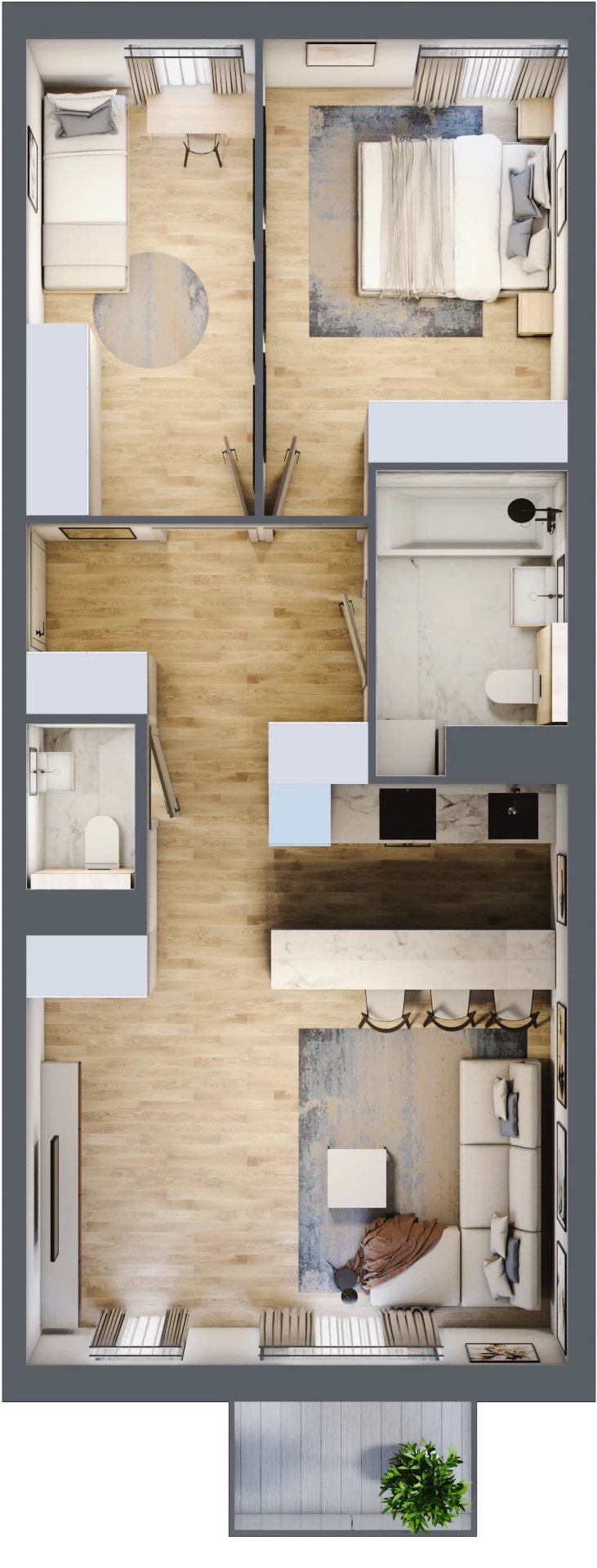 3 pokoje, mieszkanie 65,49 m², piętro 5, oferta nr mieszkanie A5.14, Enklawa Bukowa, Kraków, Podgórze, Rybitwy, ul. Bukowa 67