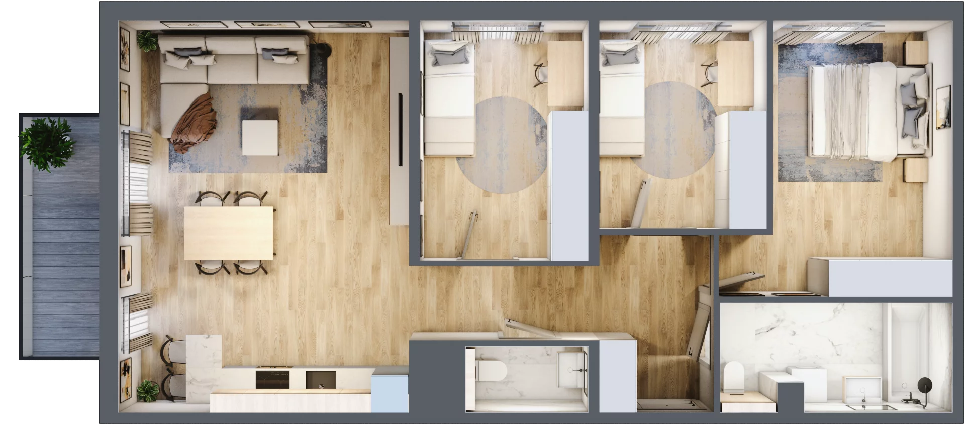 4 pokoje, mieszkanie 81,83 m², piętro 5, oferta nr mieszkanie A5.9, Enklawa Bukowa, Kraków, Podgórze, Rybitwy, ul. Bukowa 67
