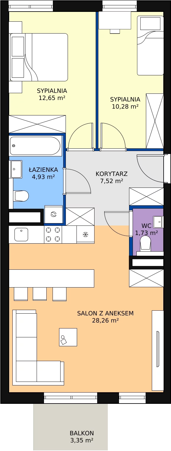 Zalety mieszkania 65.49 m², mieszkanie A3.13