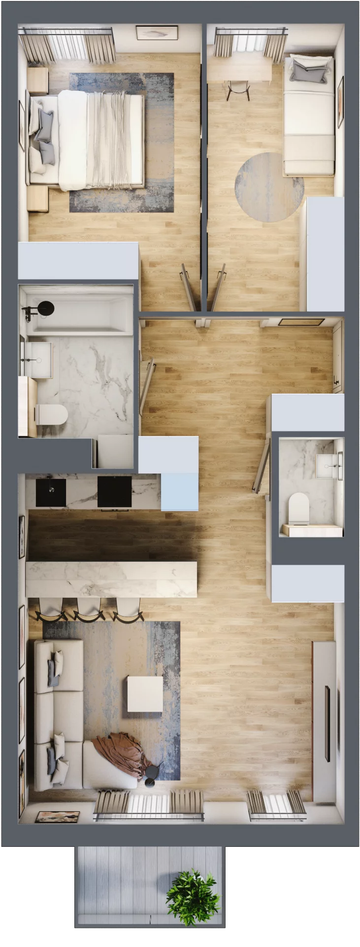 3 pokoje, mieszkanie 65,49 m², piętro 3, oferta nr mieszkanie A3.13, Enklawa Bukowa, Kraków, Podgórze, Rybitwy, ul. Bukowa 67