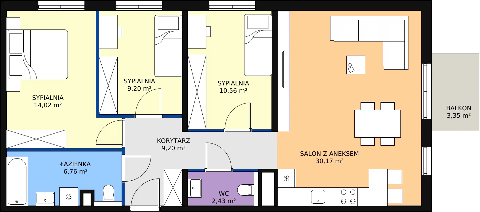 Zalety mieszkania 82.16 m², mieszkanie A1.18