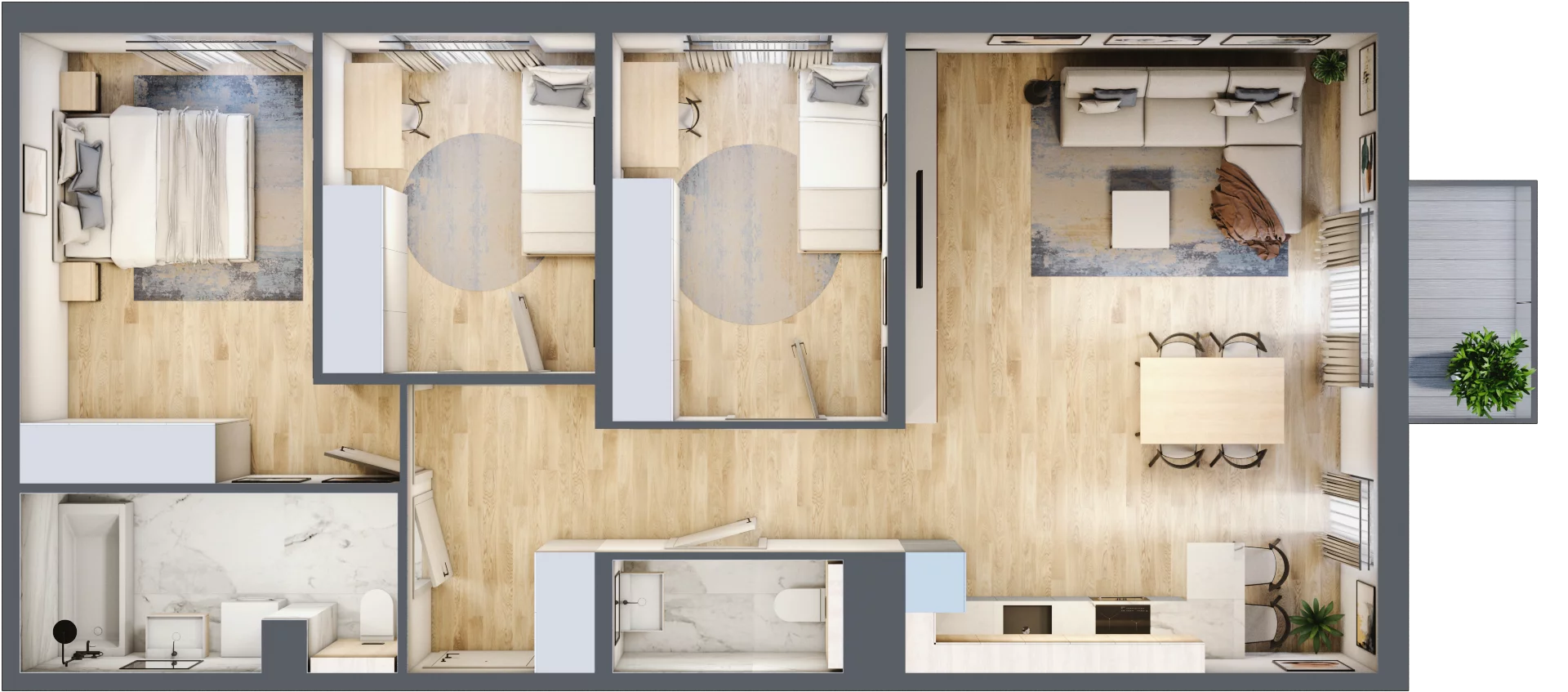 4 pokoje, mieszkanie 82,16 m², piętro 1, oferta nr mieszkanie A1.18, Enklawa Bukowa, Kraków, Podgórze, Rybitwy, ul. Bukowa 67