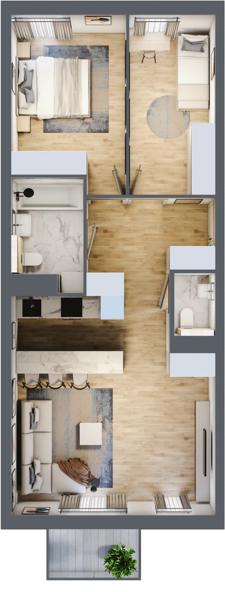 3 pokoje, mieszkanie 65,49 m², piętro 1, oferta nr mieszkanie A1.13, Enklawa Bukowa, Kraków, Podgórze, Rybitwy, ul. Bukowa 67
