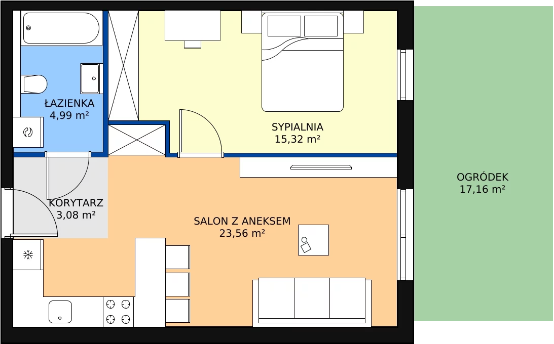 Zalety mieszkania 46.94 m², mieszkanie A0.17