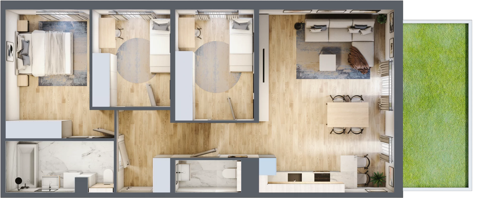 4 pokoje, mieszkanie 82,28 m², parter, oferta nr mieszkanie A0.16, Enklawa Bukowa, Kraków, Podgórze, Rybitwy, ul. Bukowa 67