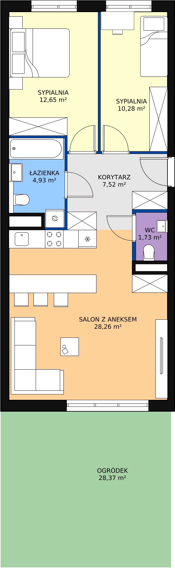 Zalety mieszkania 65.49 m², mieszkanie A0.14