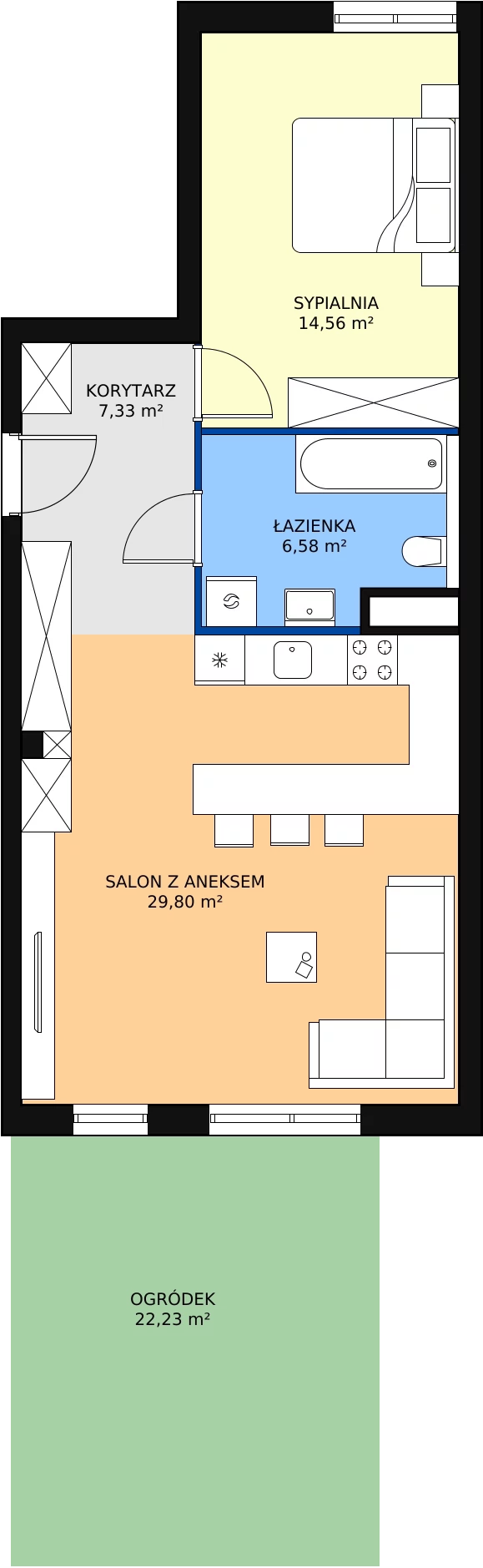 Zalety mieszkania 58.31 m², mieszkanie A0.12