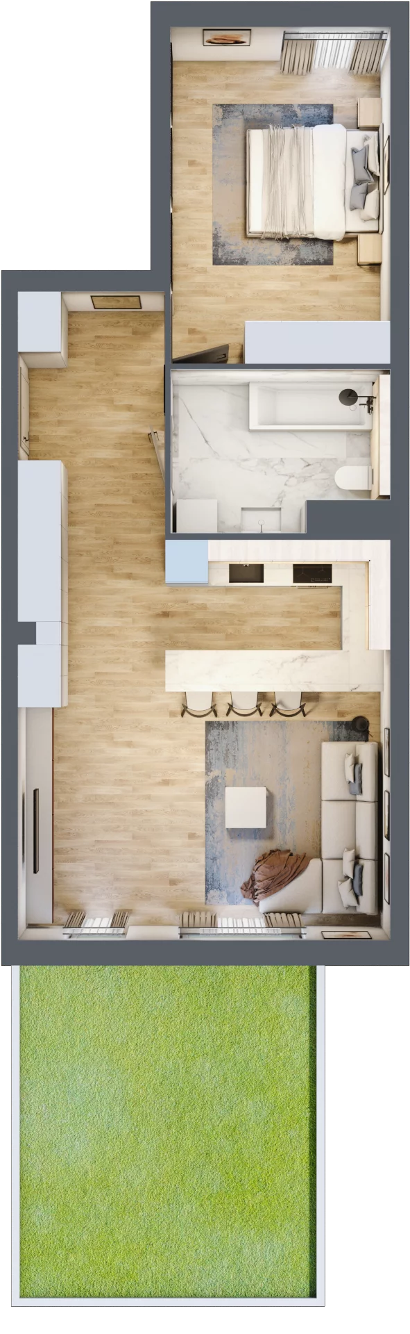 2 pokoje, mieszkanie 58,31 m², parter, oferta nr mieszkanie A0.12, Enklawa Bukowa, Kraków, Podgórze, Rybitwy, ul. Bukowa 67
