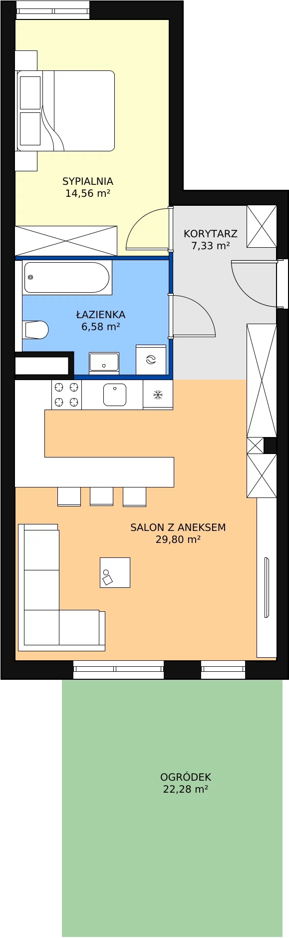 Zalety mieszkania 58.31 m², mieszkanie A0.11