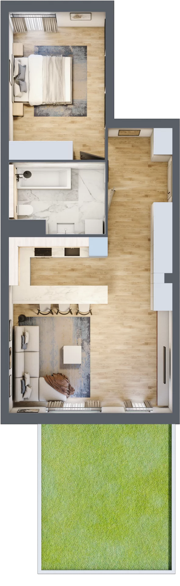 2 pokoje, mieszkanie 58,31 m², parter, oferta nr mieszkanie A0.11, Enklawa Bukowa, Kraków, Podgórze, Rybitwy, ul. Bukowa 67