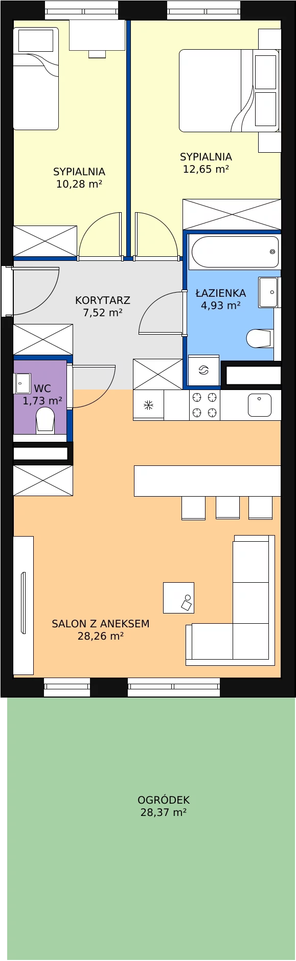 Zalety mieszkania 65.49 m², mieszkanie A0.9