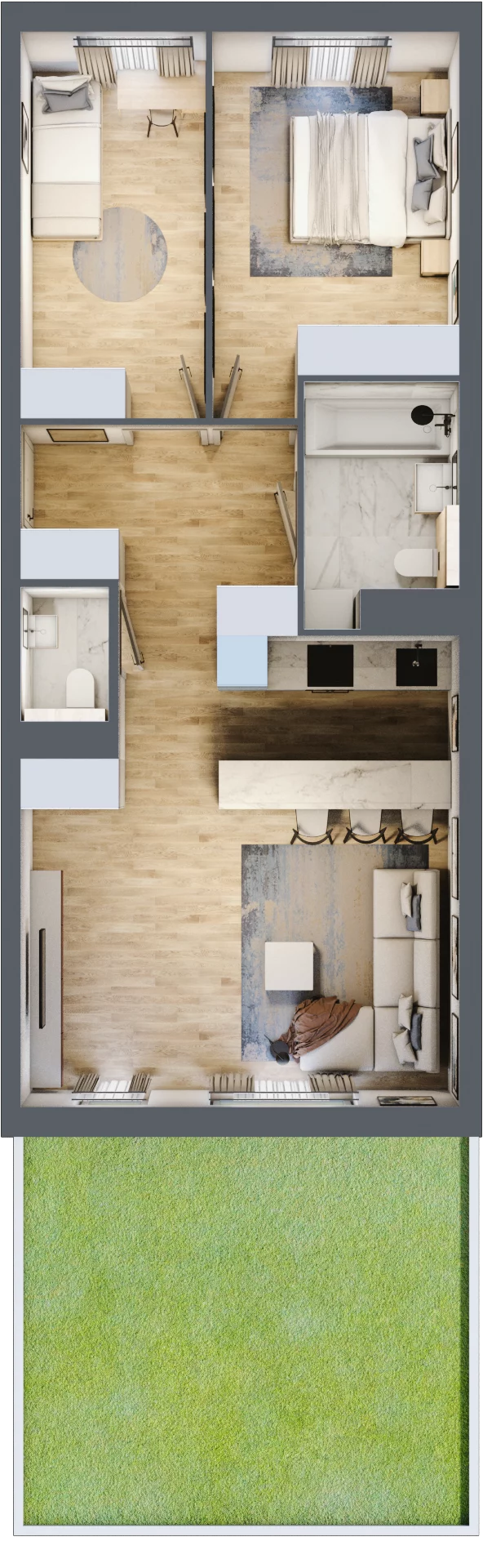 3 pokoje, mieszkanie 65,49 m², parter, oferta nr mieszkanie A0.9, Enklawa Bukowa, Kraków, Podgórze, Rybitwy, ul. Bukowa 67