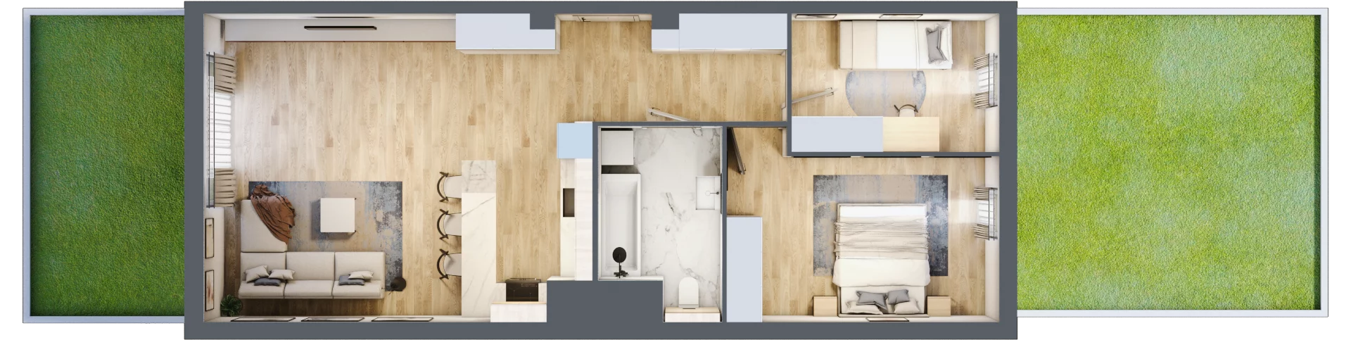 3 pokoje, mieszkanie 67,97 m², parter, oferta nr mieszkanie A0.3, Enklawa Bukowa, Kraków, Podgórze, Rybitwy, ul. Bukowa 67