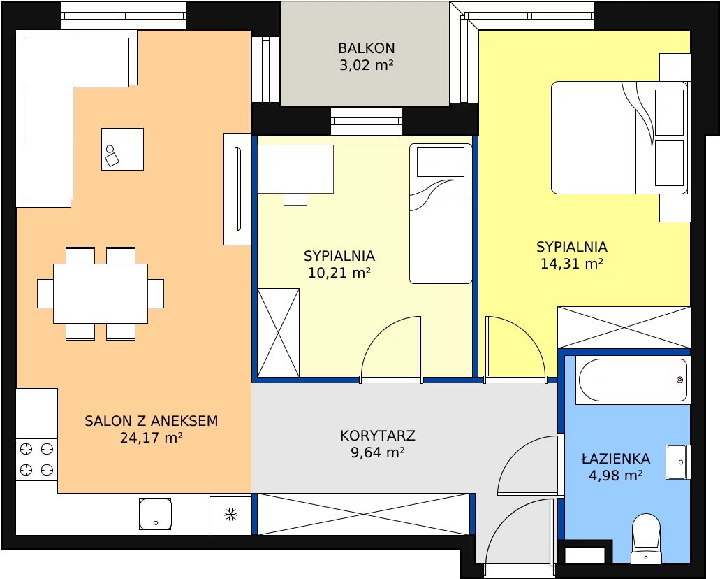 Zalety mieszkania 63.31 m², A.16