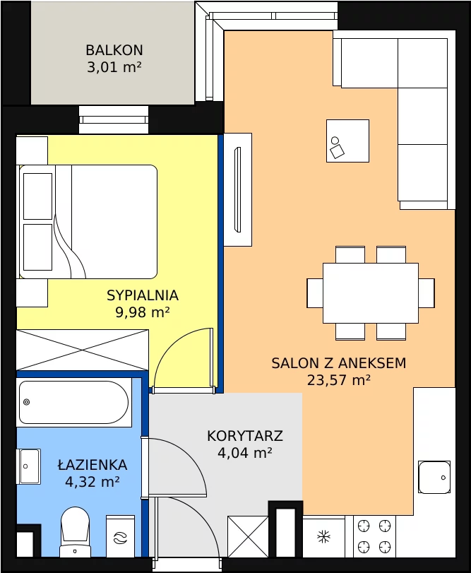 Zalety mieszkania 41.91 m², A.10