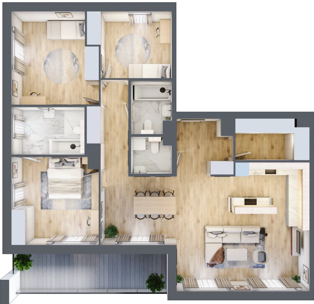 4 pokoje, mieszkanie 110,03 m², piętro 9, oferta nr 149, Semiramis, Katowice, Dąbrówka Mała, ul. Wiertnicza
