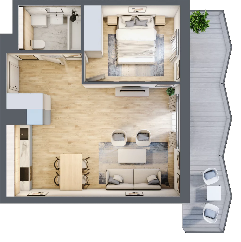 2 pokoje, mieszkanie 45,59 m², piętro 5, oferta nr 87, Semiramis, Katowice, Dąbrówka Mała, ul. Wiertnicza