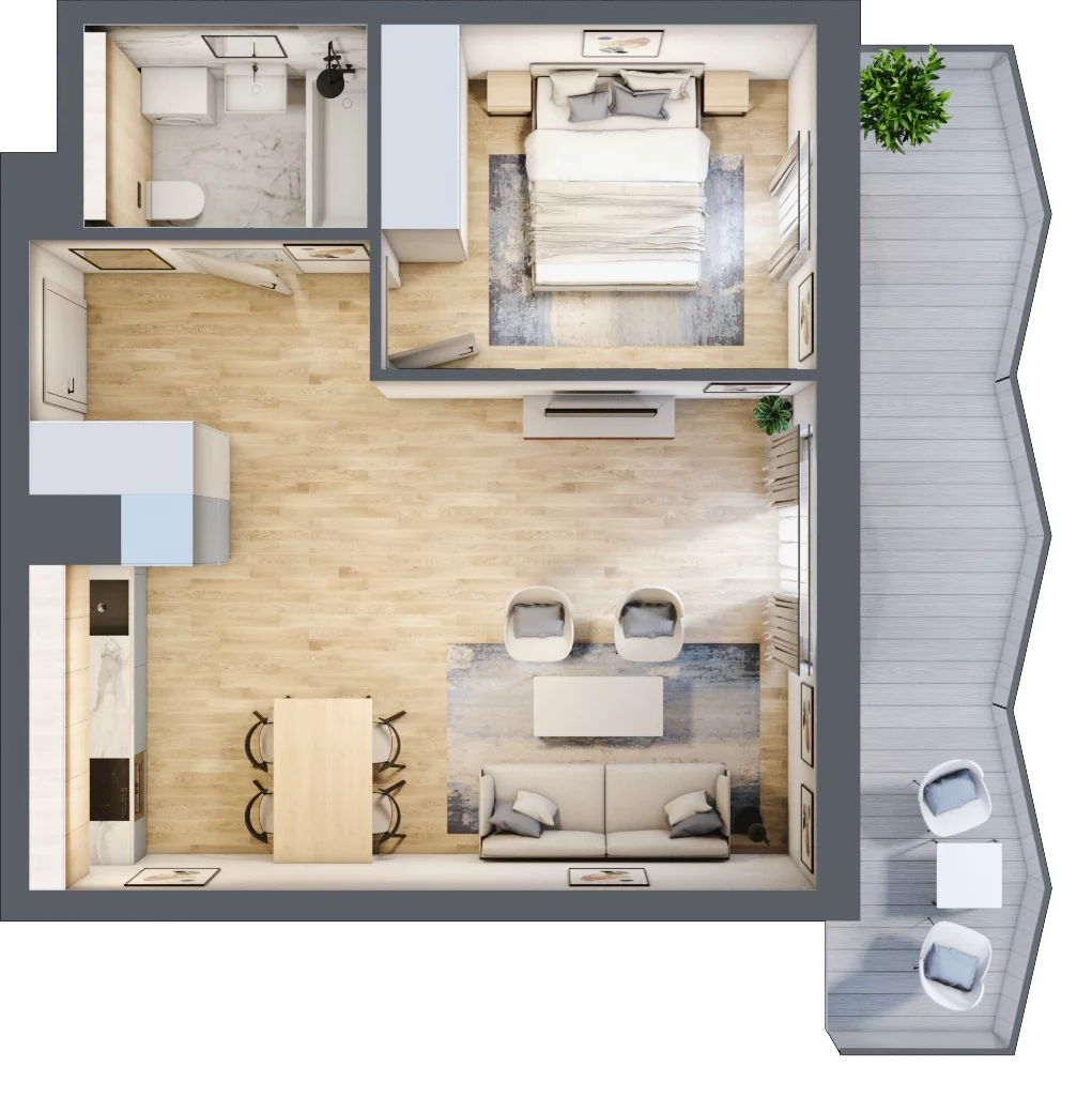 2 pokoje, mieszkanie 45,59 m², piętro 3, oferta nr 51, Semiramis, Katowice, Dąbrówka Mała, ul. Wiertnicza