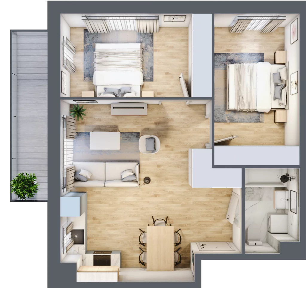 3 pokoje, mieszkanie 55,76 m², piętro 4, oferta nr mieszkanie 104, Mikusińskiego 25, Katowice, Wełnowiec-Józefowiec, Wełnowiec, ul. Jana Mikusińskiego 25