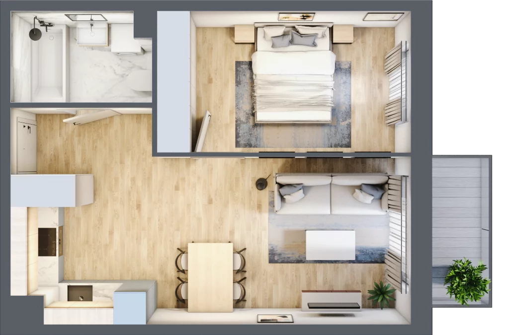 2 pokoje, mieszkanie 41,12 m², piętro 4, oferta nr mieszkanie 106, Mikusińskiego 25, Katowice, Wełnowiec-Józefowiec, Wełnowiec, ul. Jana Mikusińskiego 25